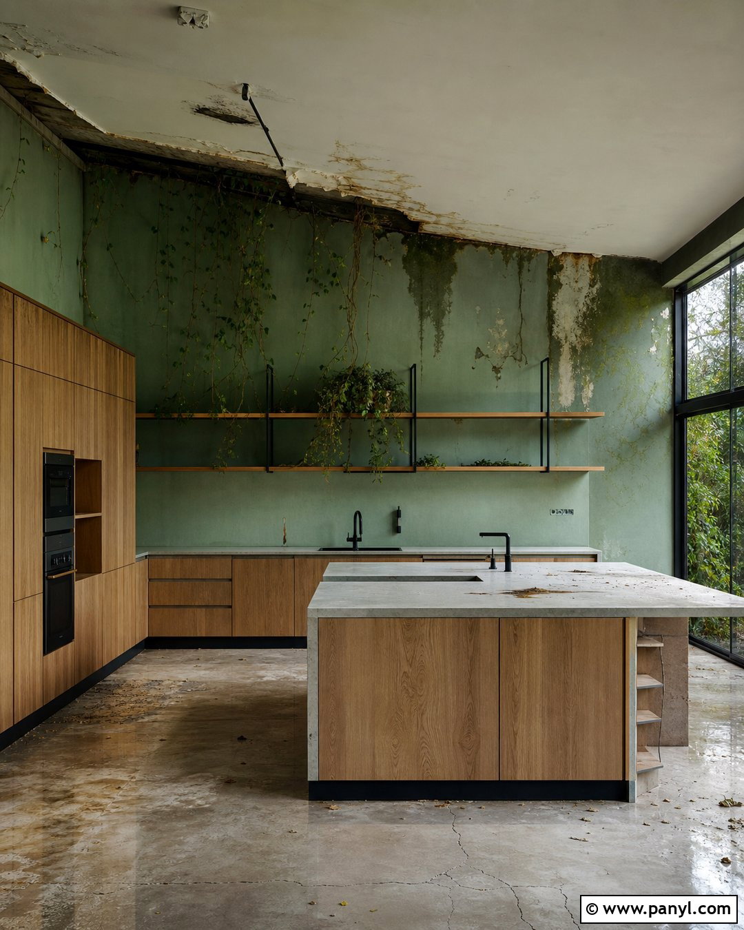 Abandoned Modern Kitchen With Green Walls - 20 Abandoned Kitchen With Green Walls