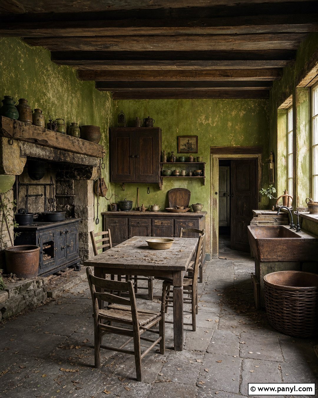 Abandoned Moss Green Rustic Kitchen - 20 Abandoned Kitchen With Green Walls