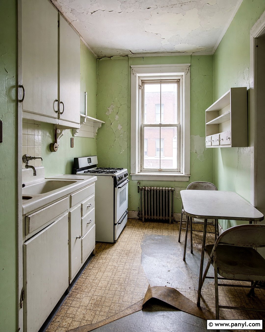 Abandoned Pale Green Apartment Kitchen - 20 Abandoned Kitchen With Green Walls