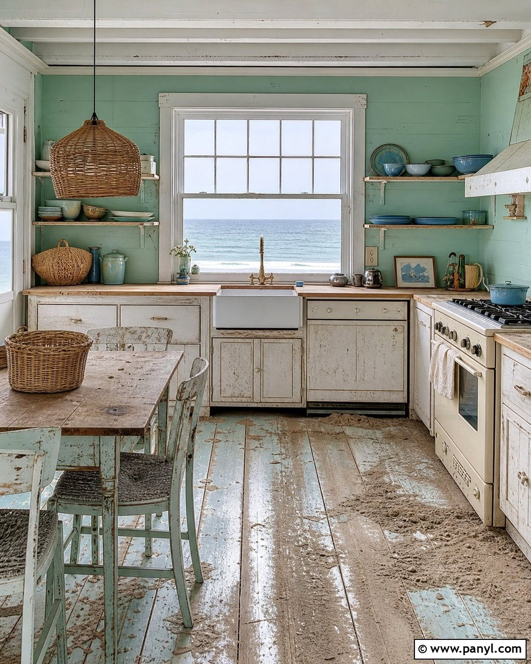 Abandoned Seafoam Green Coastal Kitchen - 20 Abandoned Kitchen With Green Walls