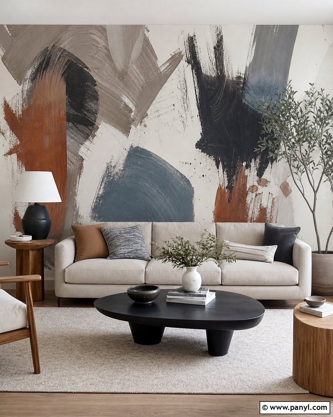Abstract Brushstroke Feature Wall - 30 Feature Wall Paint Ideas