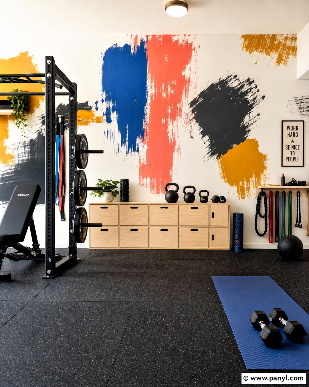 Abstract Brushstroke Gym Wall - 20 gym wall painting ideas