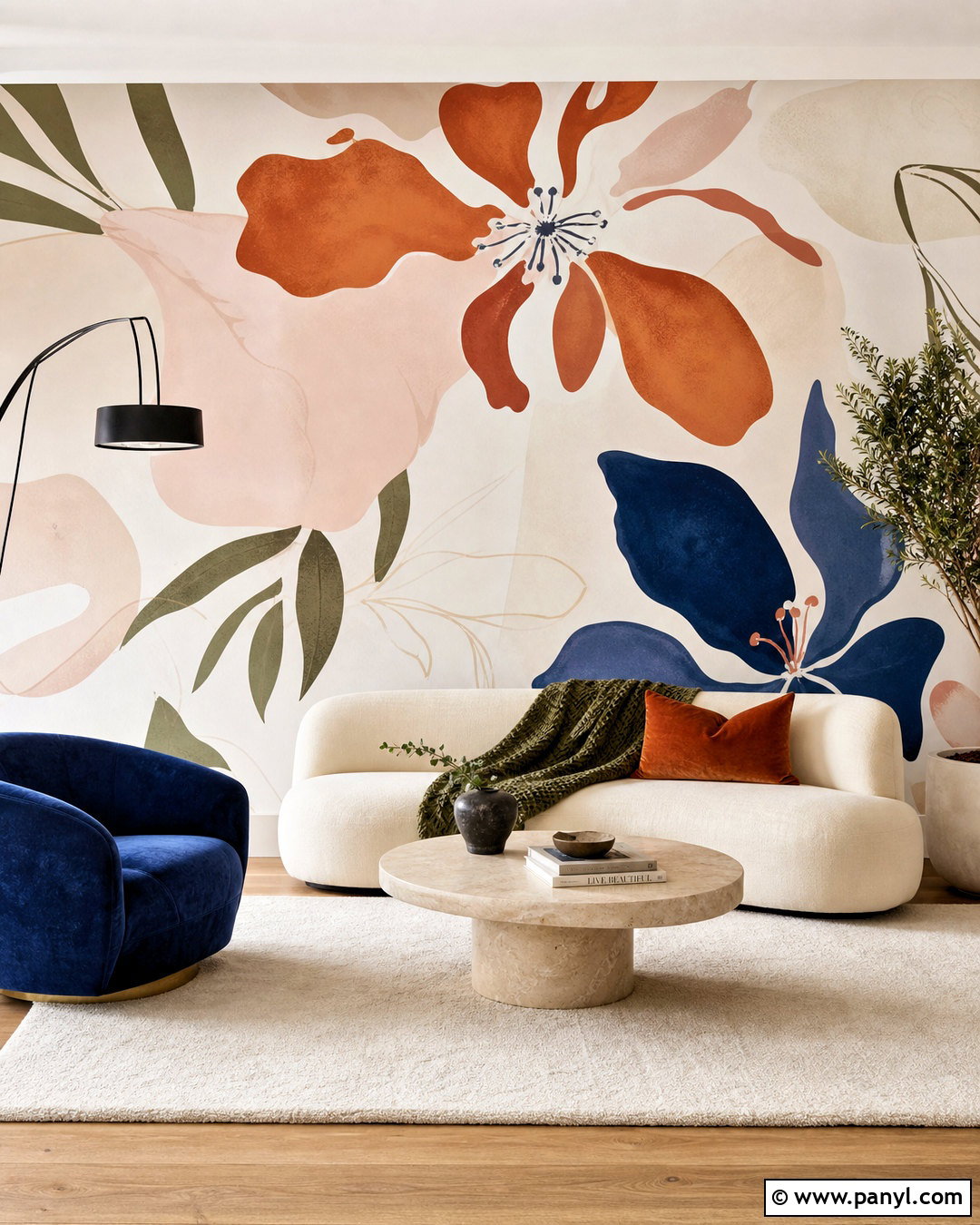 Abstract Floral Wall Mural Living Room - 20 floral wall mural ideas