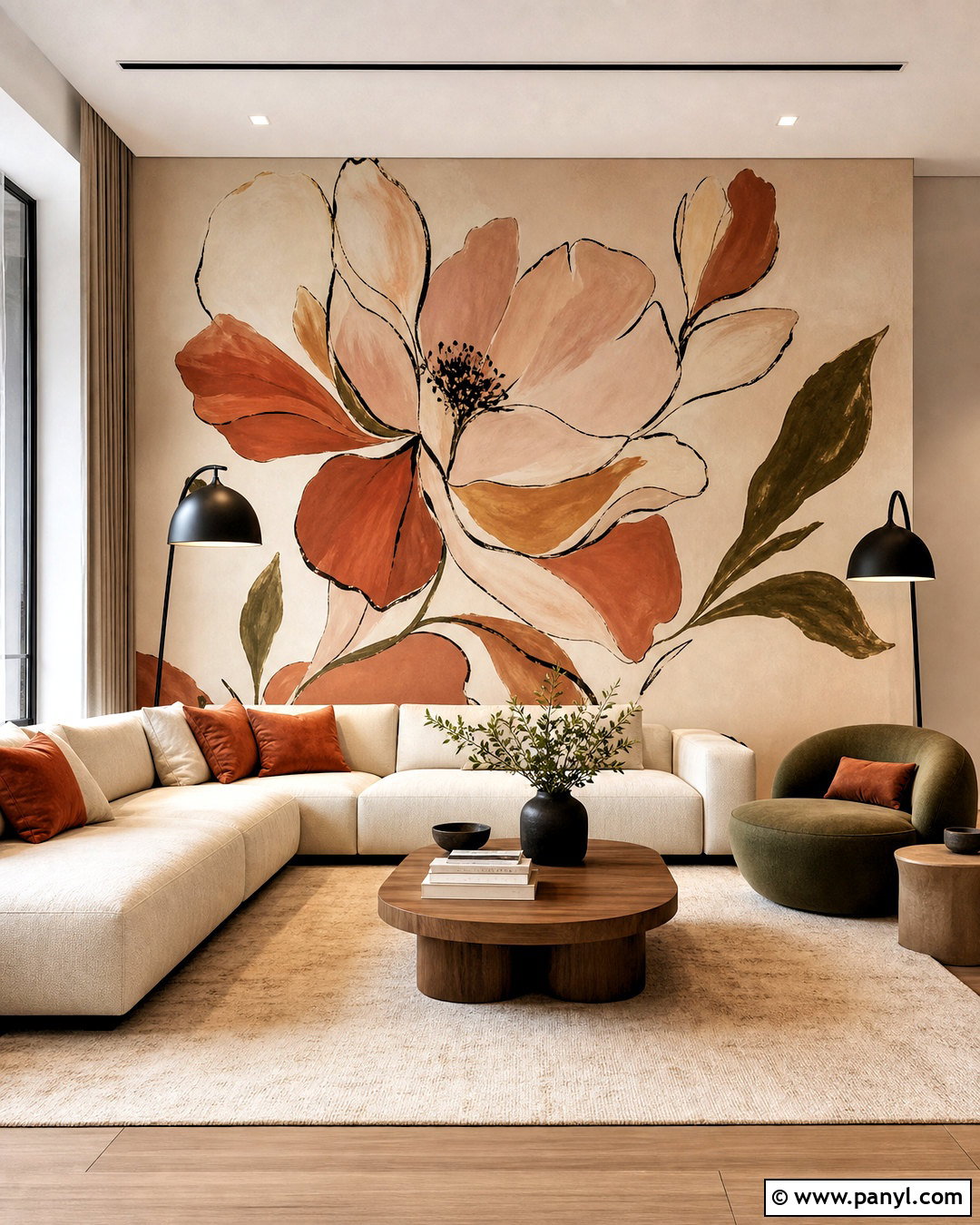 Abstract Floral Wall Painting - 20 floral wall painting ideas