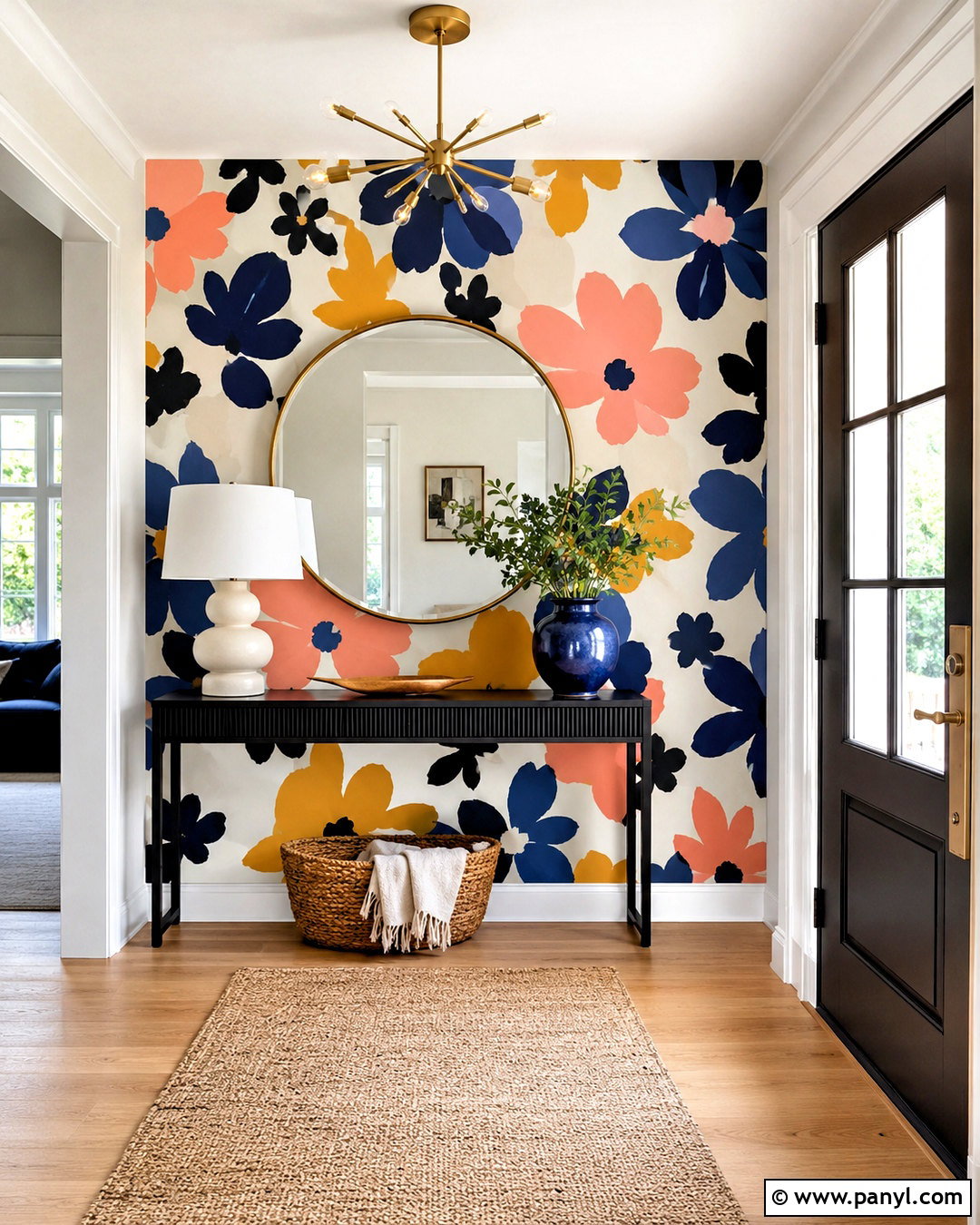 Abstract Floral Wallpaper Entryway - 20 modern floral wallpaper ideas