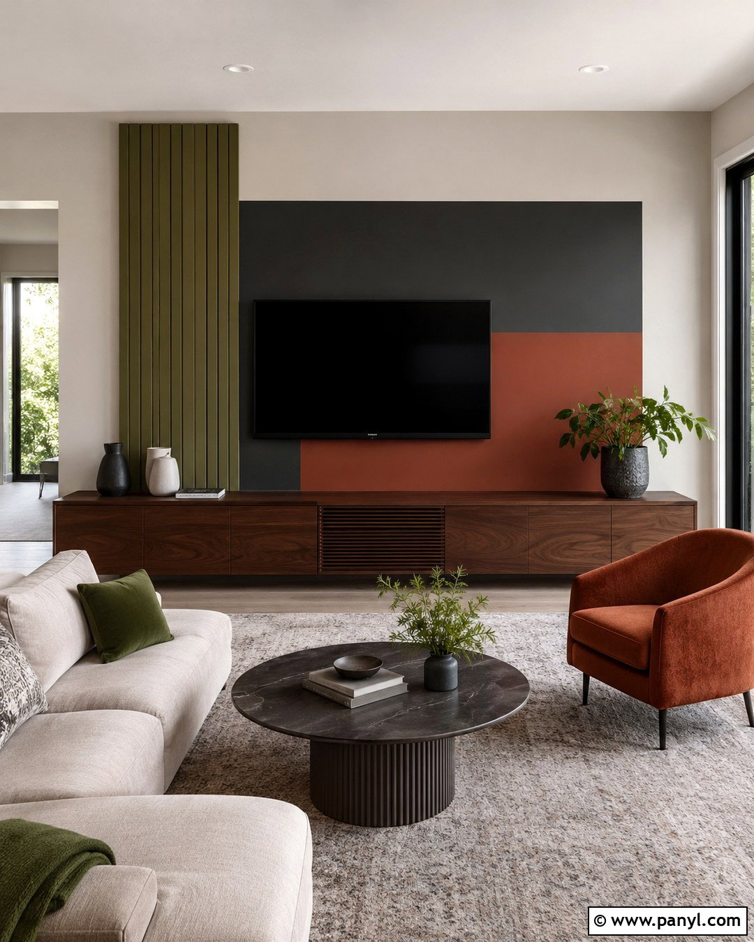 Abstract Geometric TV Wall - 20 Modern Geometric Wall Paint Ideas
