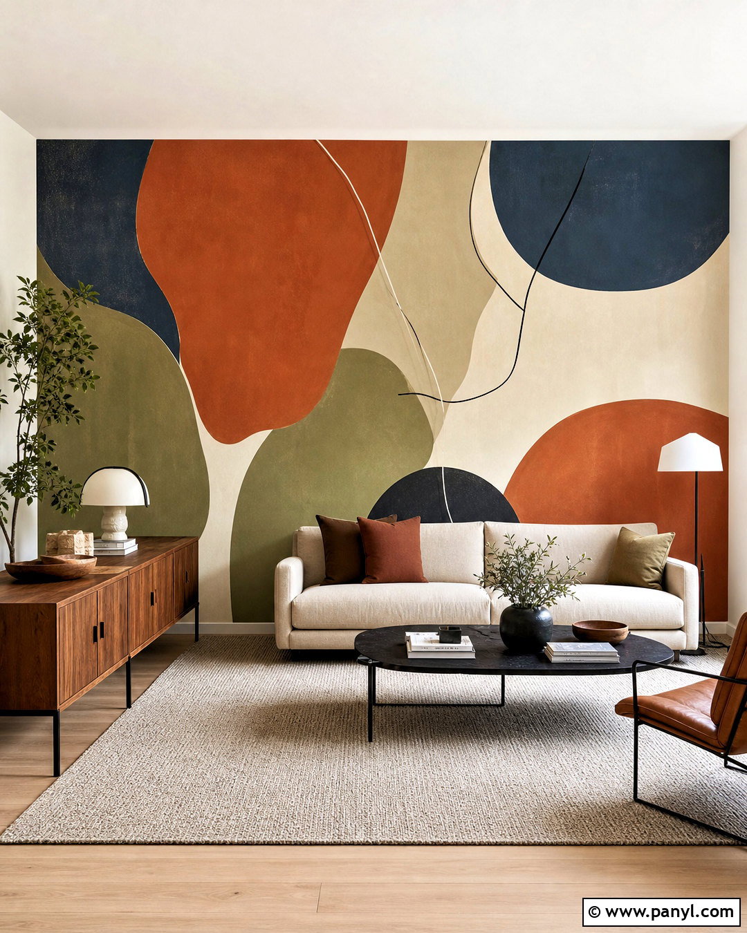 Abstract Living Room Wall Mural - 20 home wall painting ideas living rooms