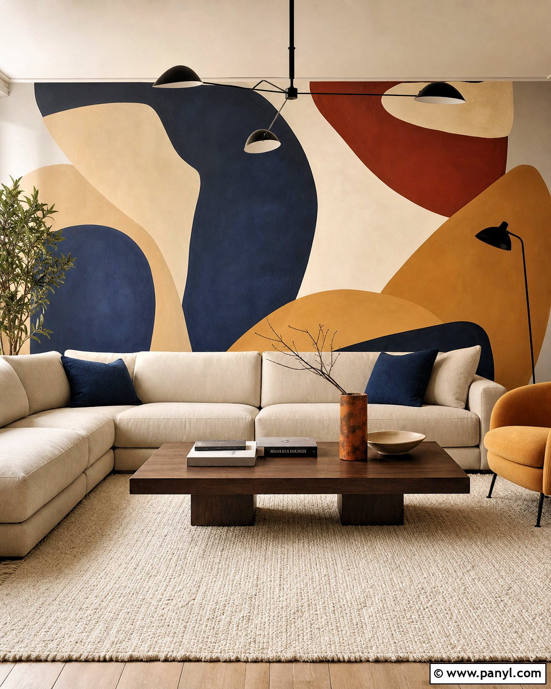 Abstract Mural Wall Paint Pattern - 20 wall paint patterns living room ideas