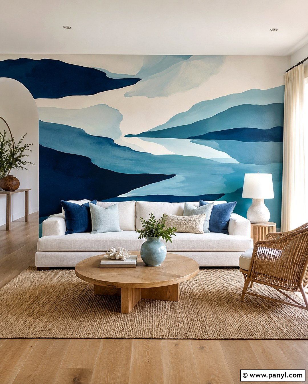 Abstract Ocean Mural Wall - 20 Ocean Theme Wall Paint Ideas