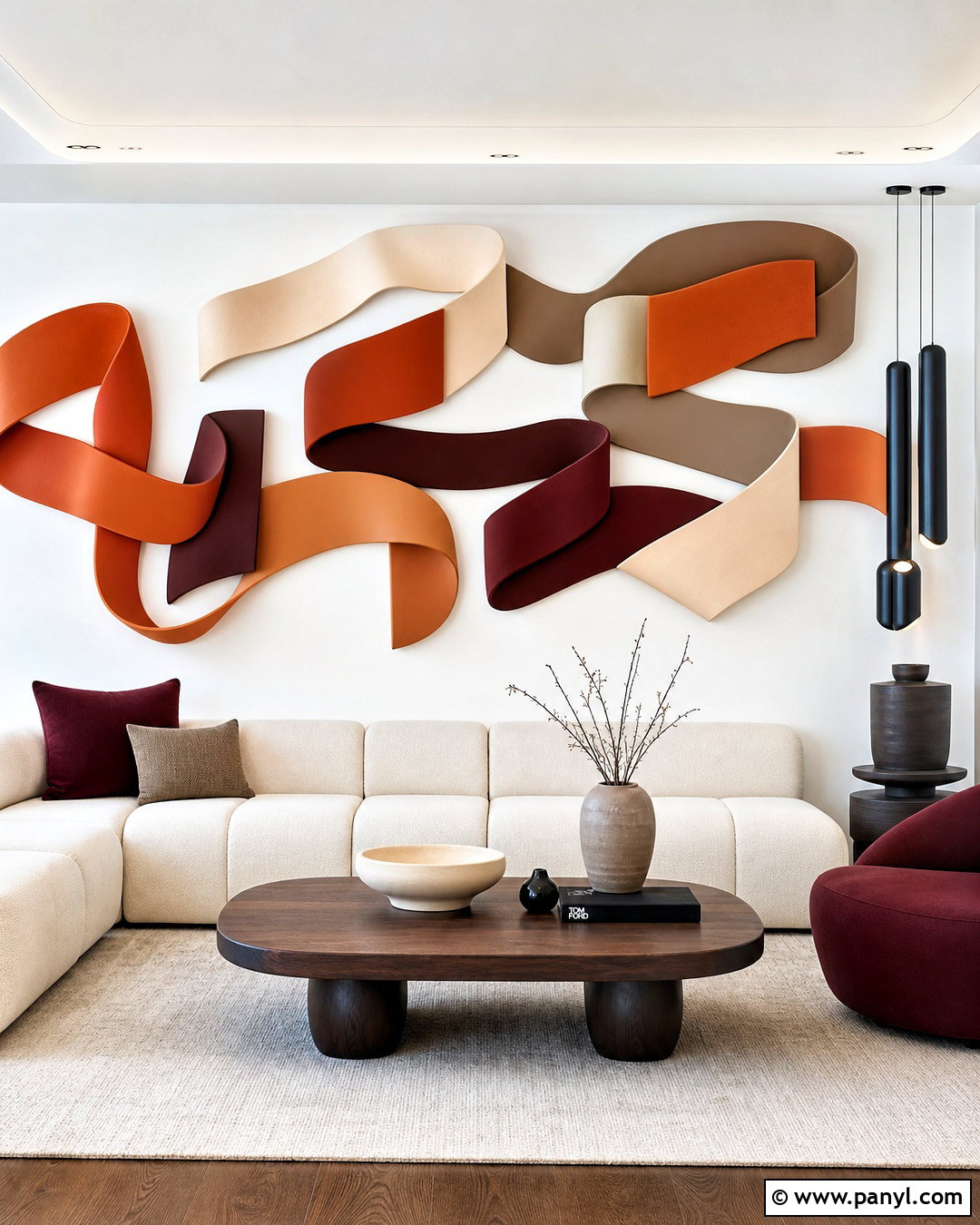 Abstract Ribbon 3D Wall Painting - 20 3d wall painting ideas living rooms