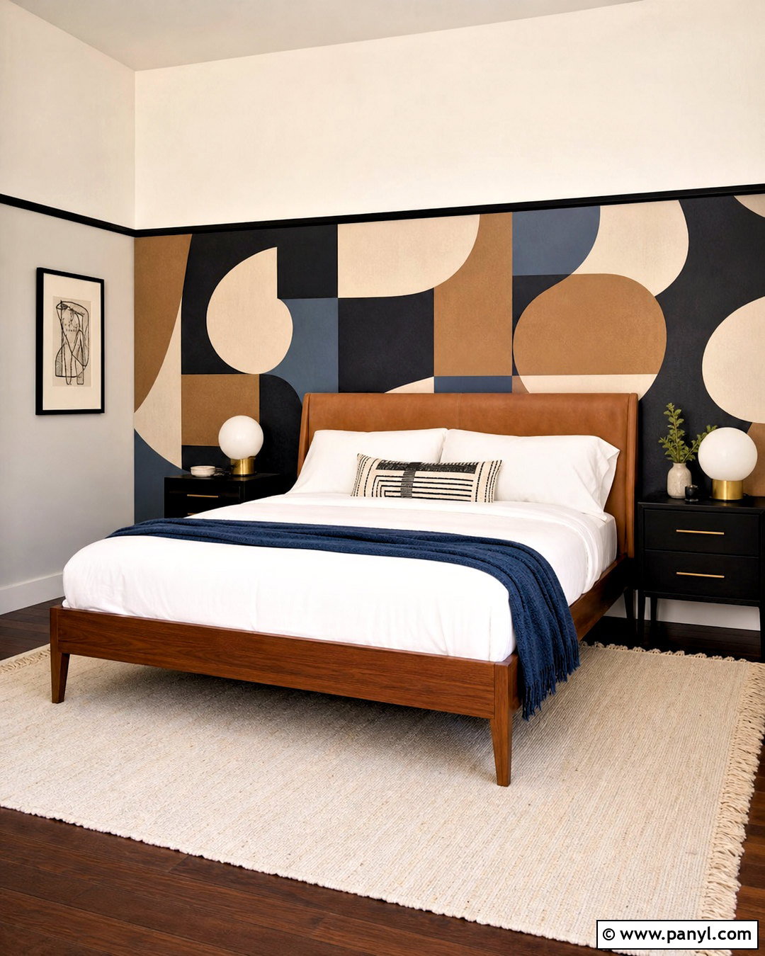 Abstract Wallpaper In A Modern Bedroom - 20 wallpaper on bottom half of wall ideas