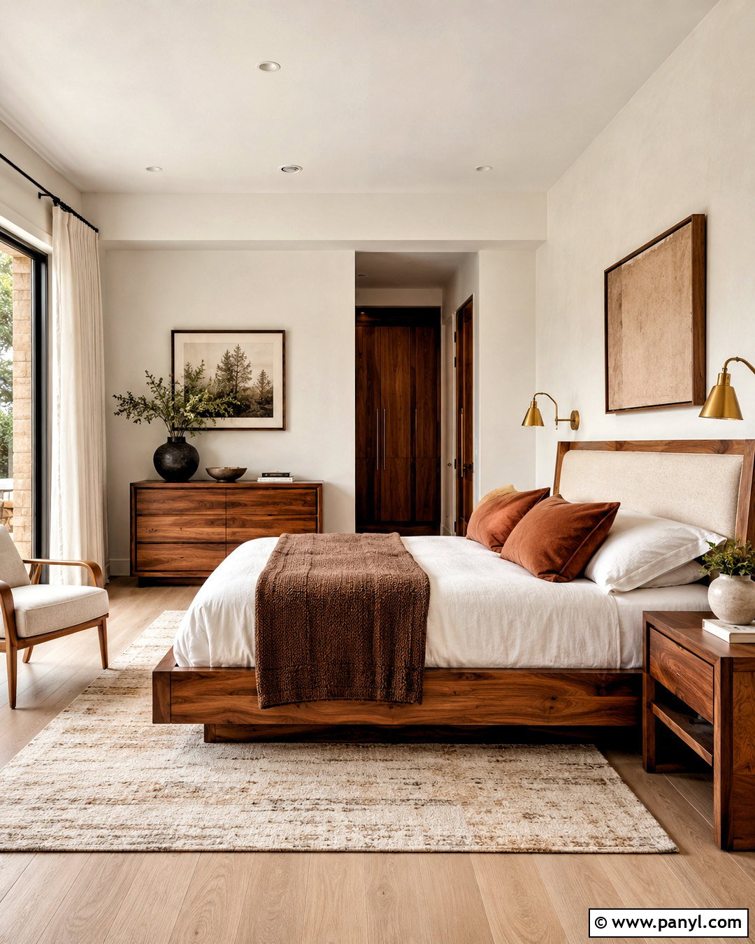 Acacia And Walnut Bedroom - 20 different wood tones in one room ideas