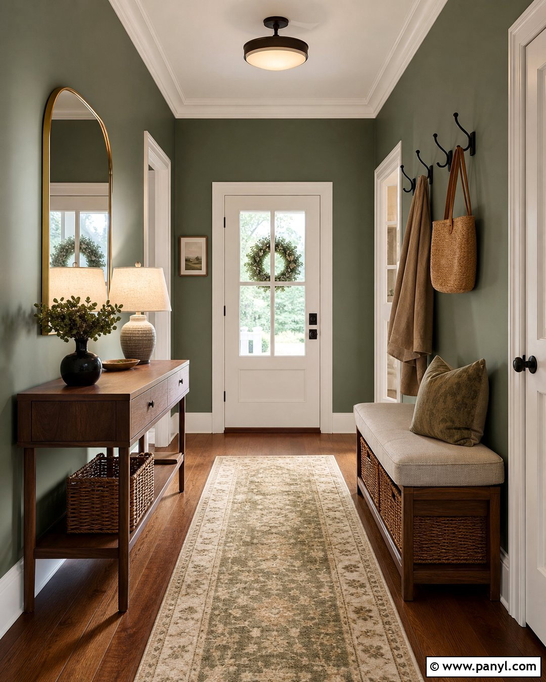 Acacia Haze Green Entryway Walls - 20 Sherman Williams Green Walls
