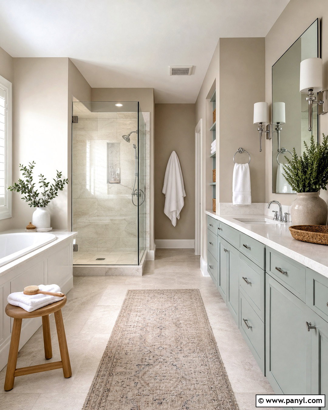 Accessible Beige And Sea Salt Bathroom - 20 accessible beige complimentary colors