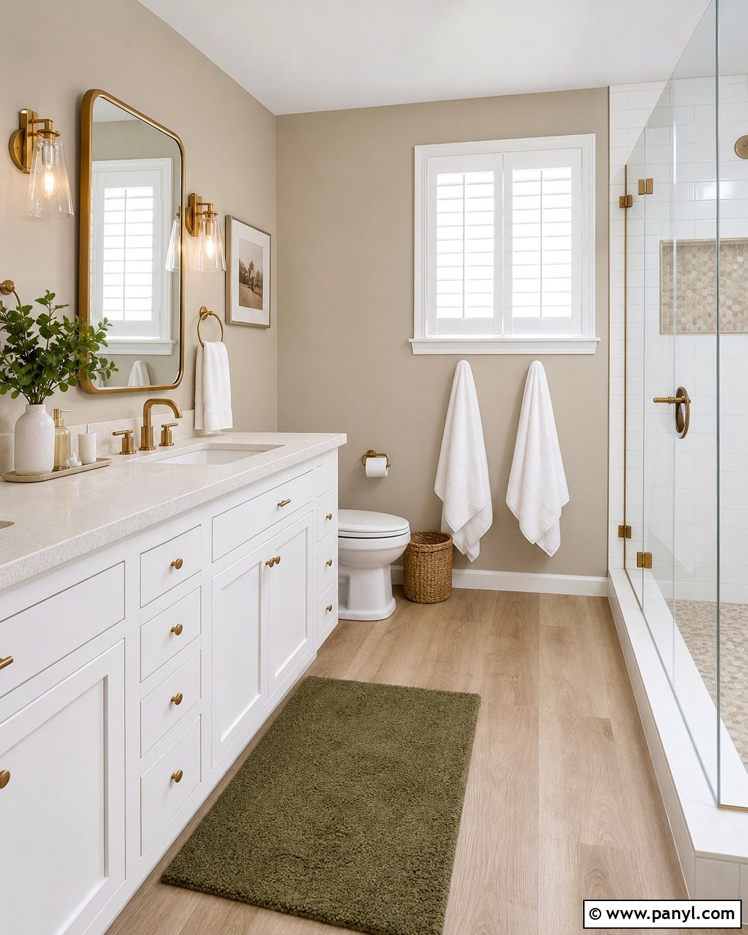 Accessible Beige Bathroom With White Vanity - 35 Accessible Beige Sherwin Williams Walls