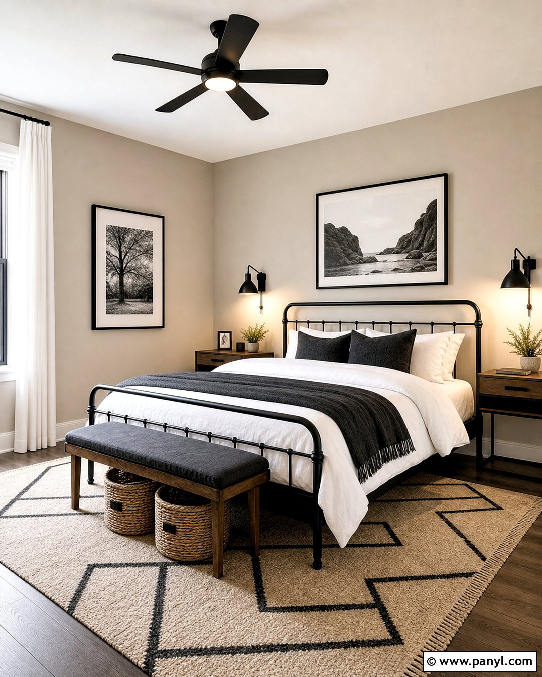 Accessible Beige Bedroom With Black Accents - 20 accessible beige bedroom ideas