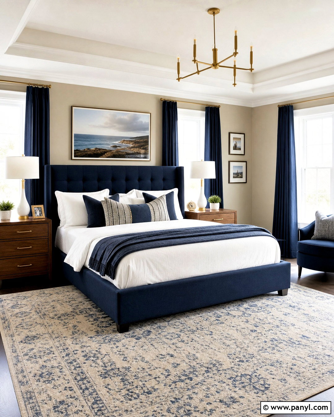 Accessible Beige Bedroom With Navy Blue - 20 accessible beige bedroom ideas