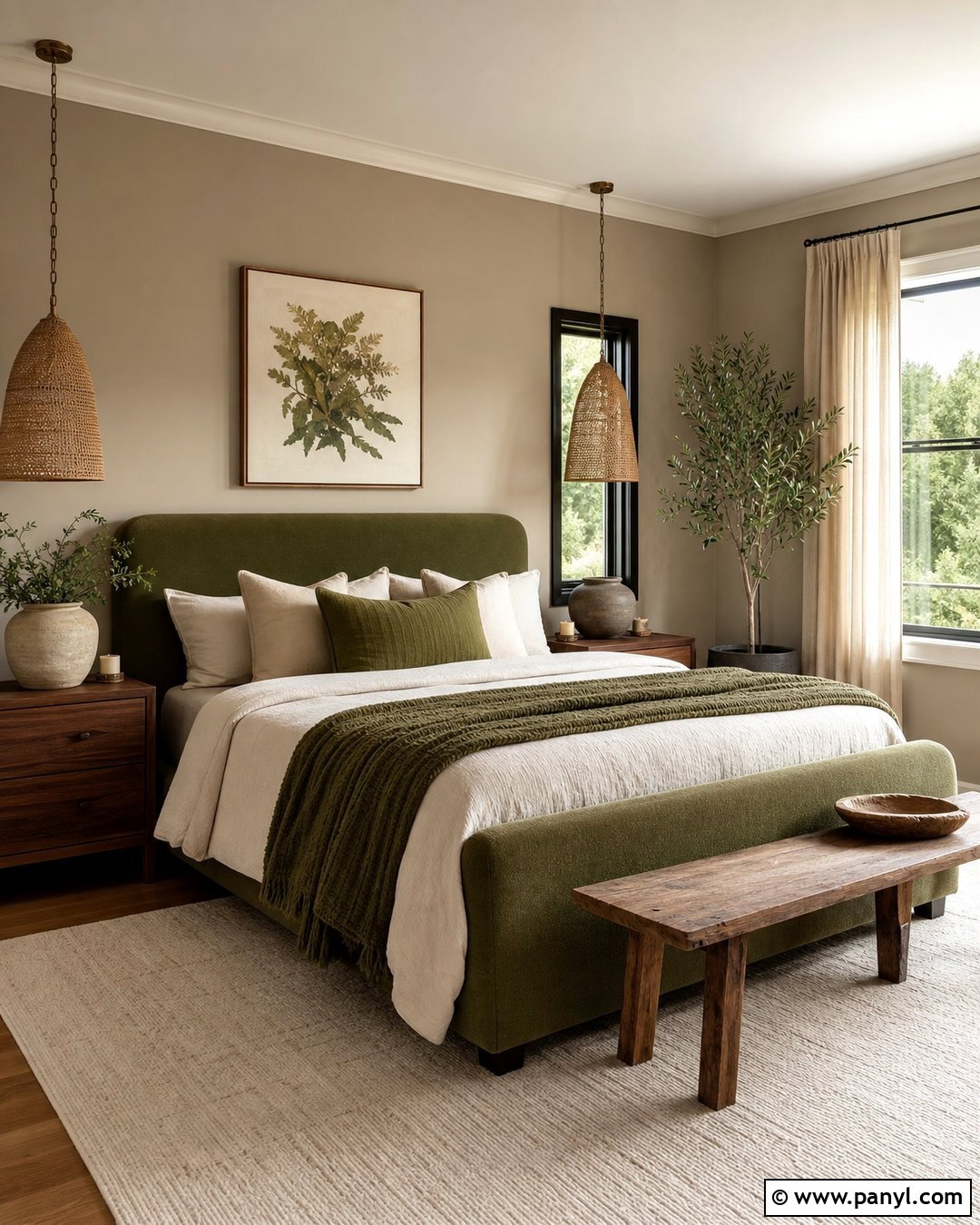 Accessible Beige Bedroom With Olive Green - 35 Accessible Beige Walls