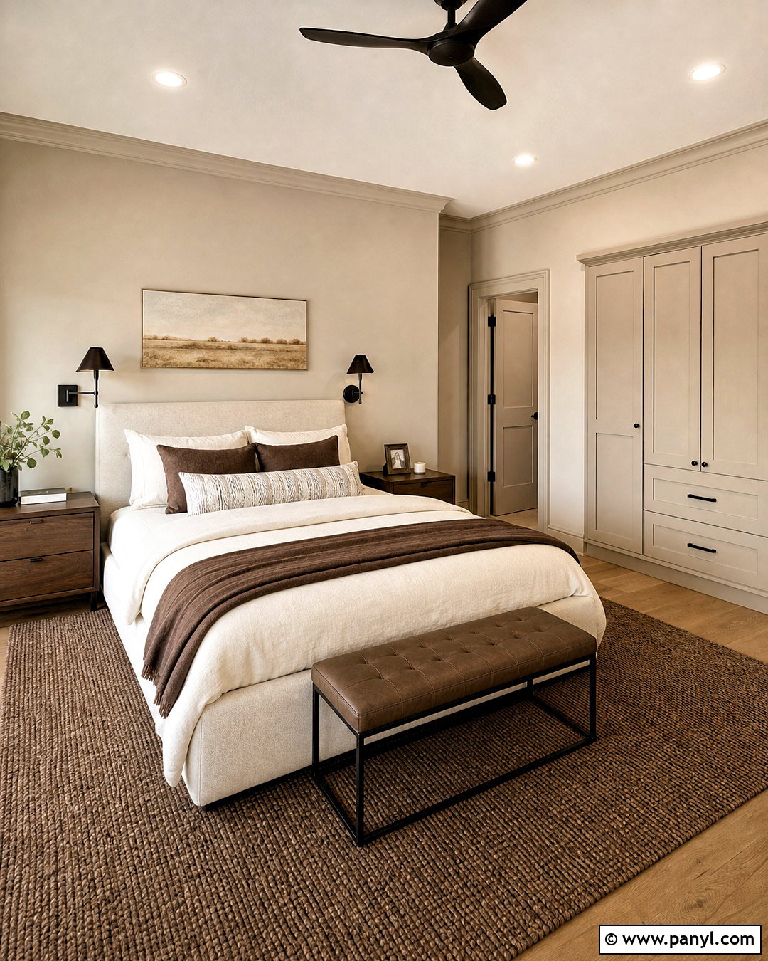 Accessible Beige Color Drenched Bedroom - 20 accessible beige bedroom ideas