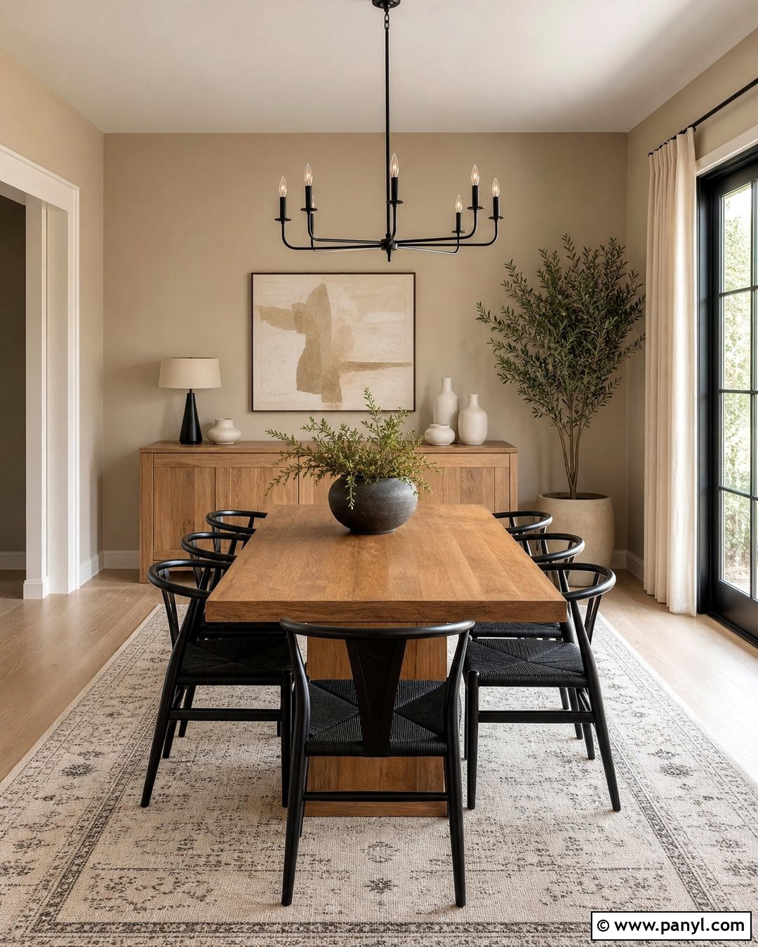 Accessible Beige Dining Room With Black Chairs - 35 Accessible Beige Walls