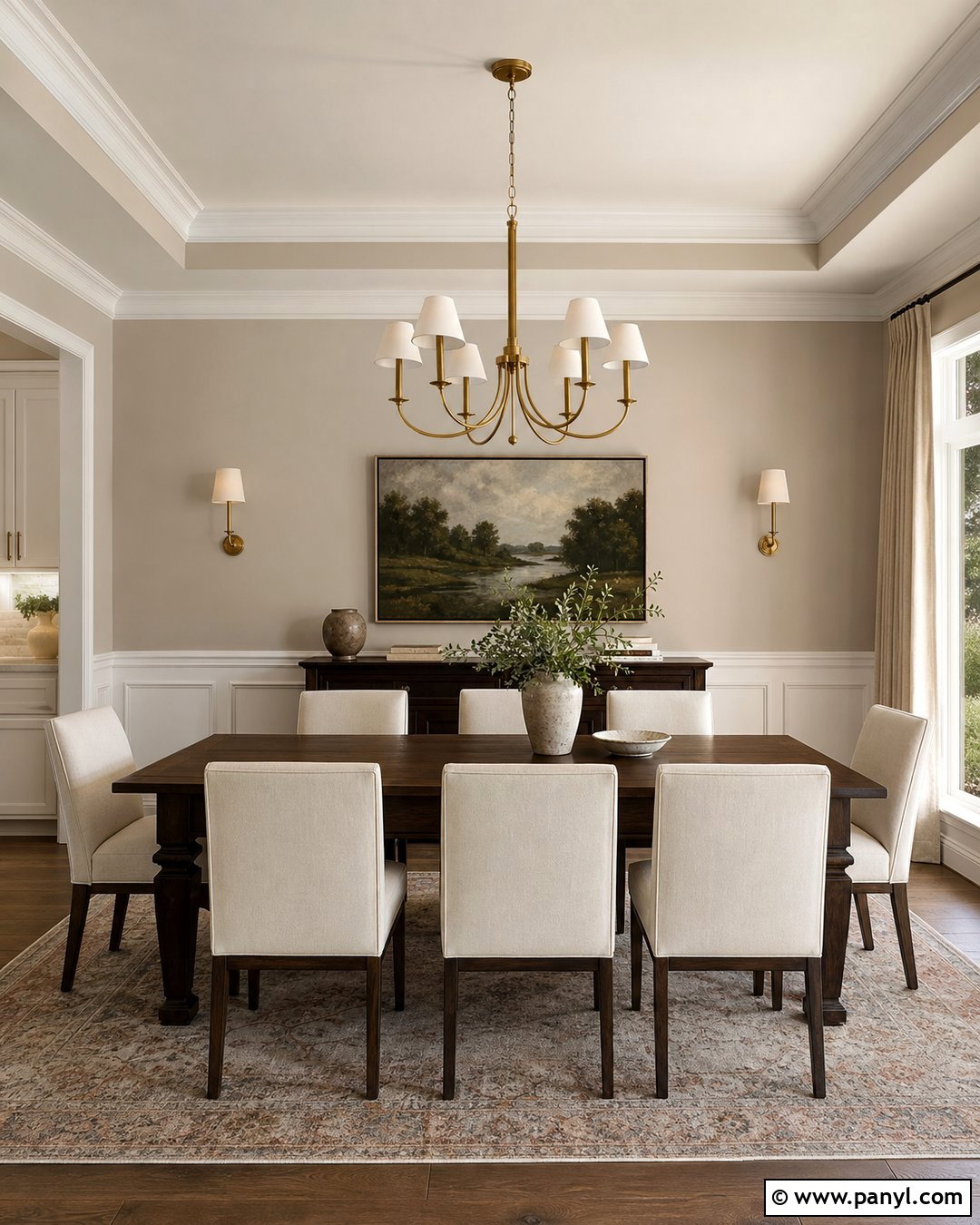 Accessible Beige Dining Room With Wainscoting - 35 Accessible Beige Walls