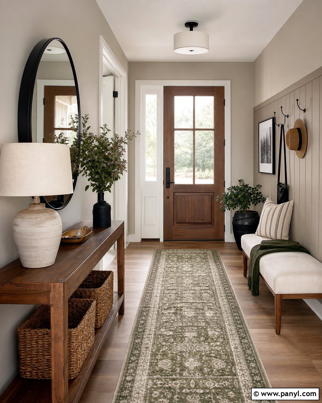 Accessible Beige Entryway With Console Table - 35 Accessible Beige Walls
