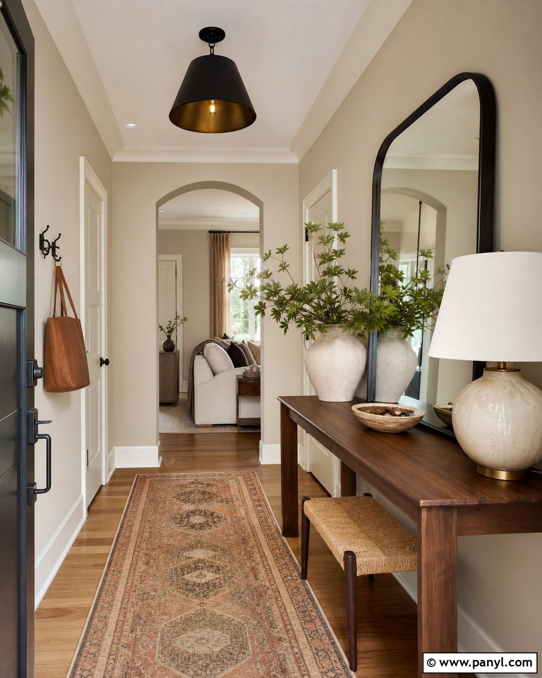 Accessible Beige Entryway With Wood Console - 35 Accessible Beige Sherwin Williams Walls