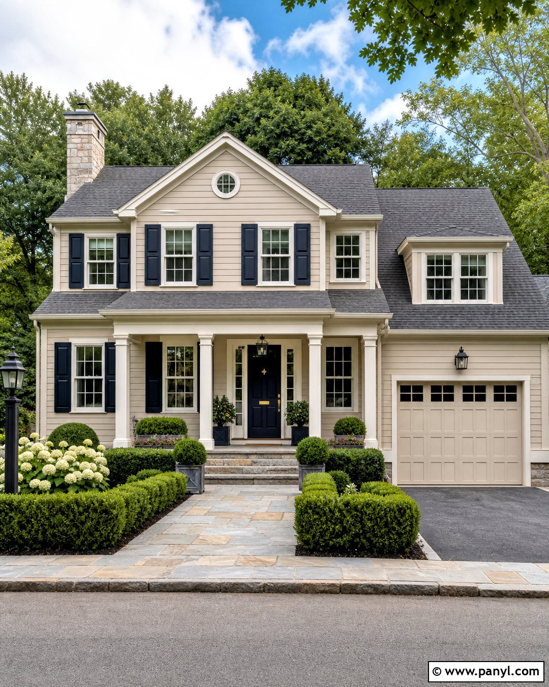 Accessible Beige Exterior With Navy Front Door - 20 accessible beige exterior ideas
