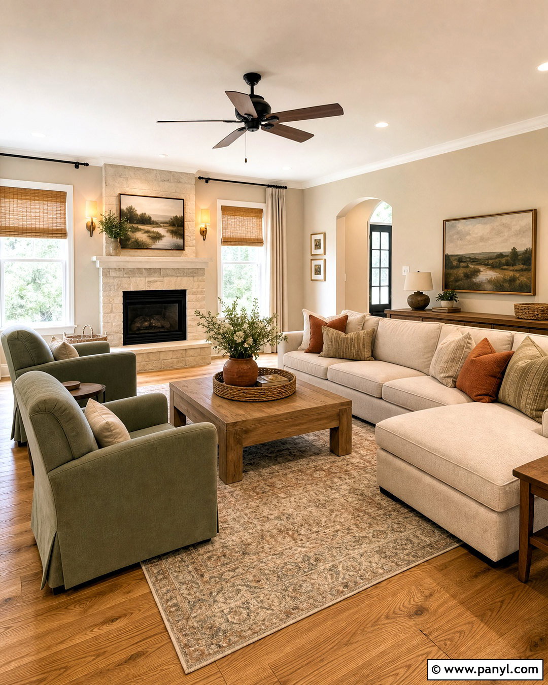 Accessible Beige Family Room - 20 warm gray paint color ideas