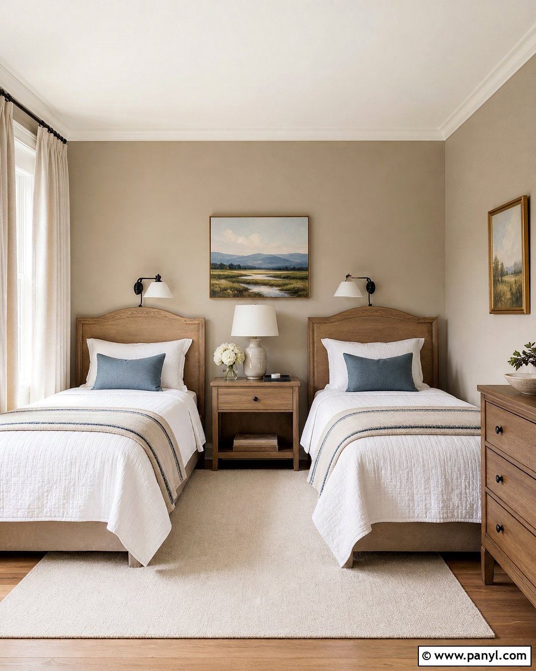 Accessible Beige Guest Room With Twin Beds - 35 Accessible Beige Walls