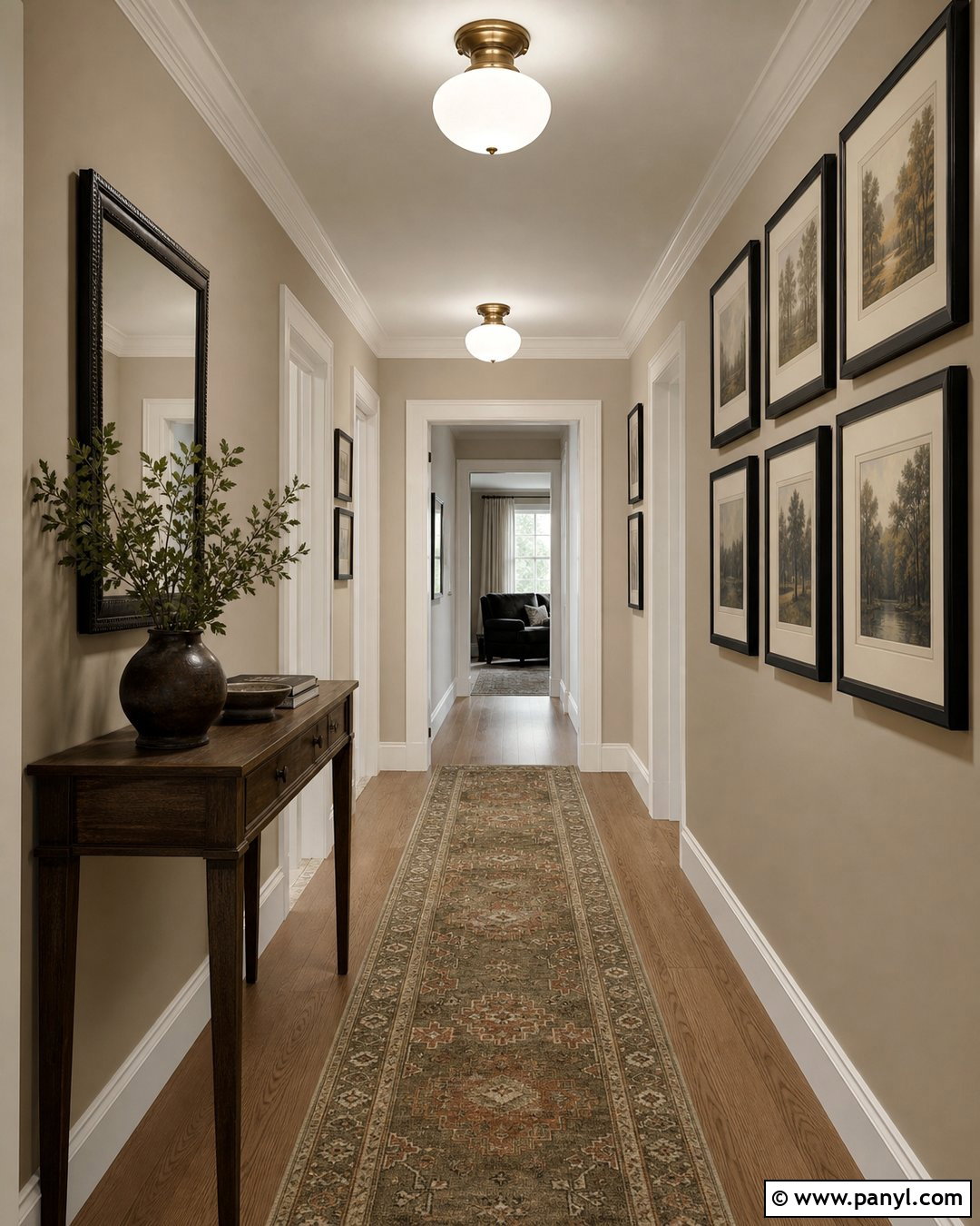 Accessible Beige Hallway With Gallery Wall - 35 Accessible Beige Sherwin Williams Walls