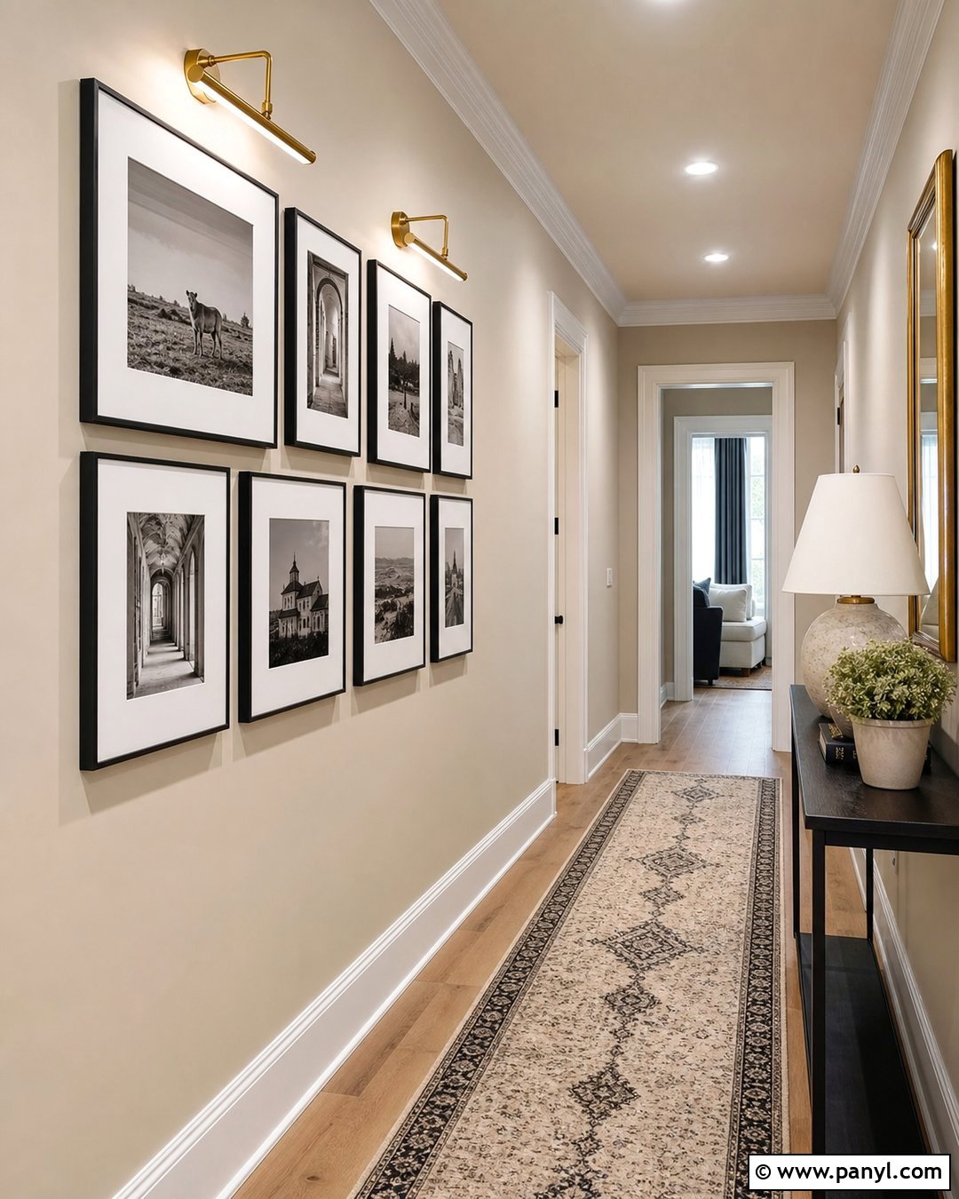 Accessible Beige Hallway With Gallery Wall - 35 Accessible Beige Walls