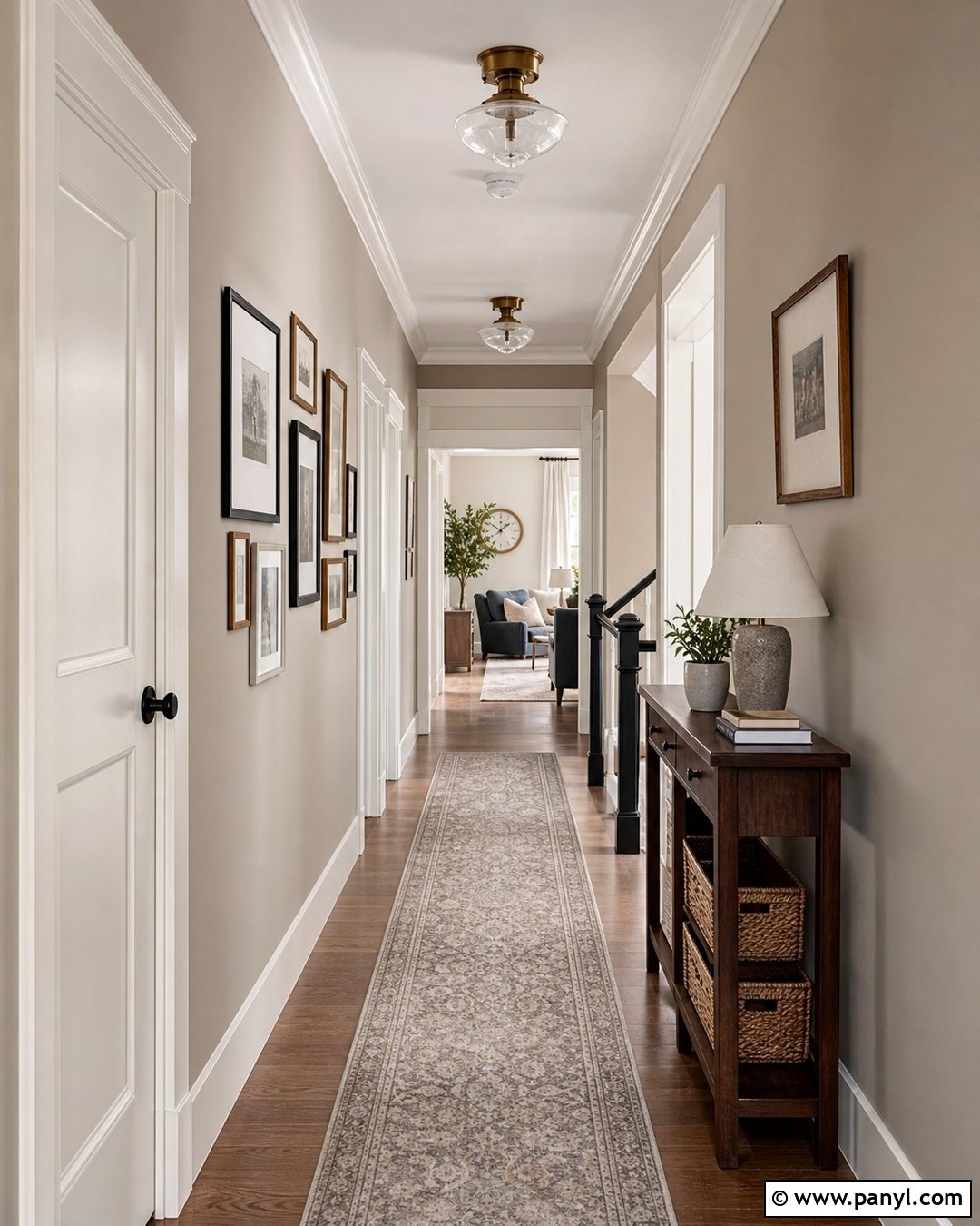 Accessible Beige Hallway With Gallery Wall - 30 Sherwin Williams Accessible Beige Walls