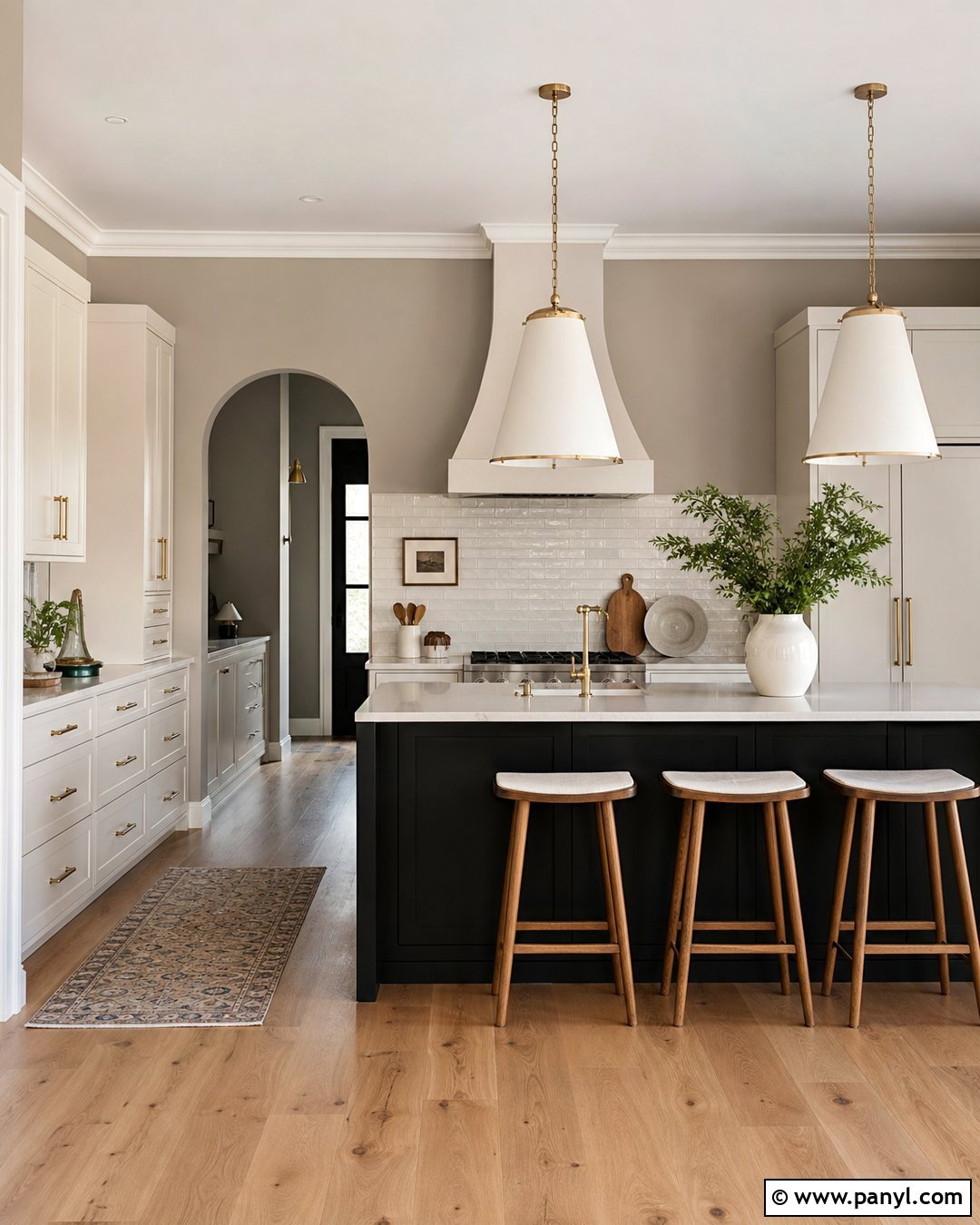 Accessible Beige Kitchen With Black Island - 30 Sherwin Williams Accessible Beige Walls