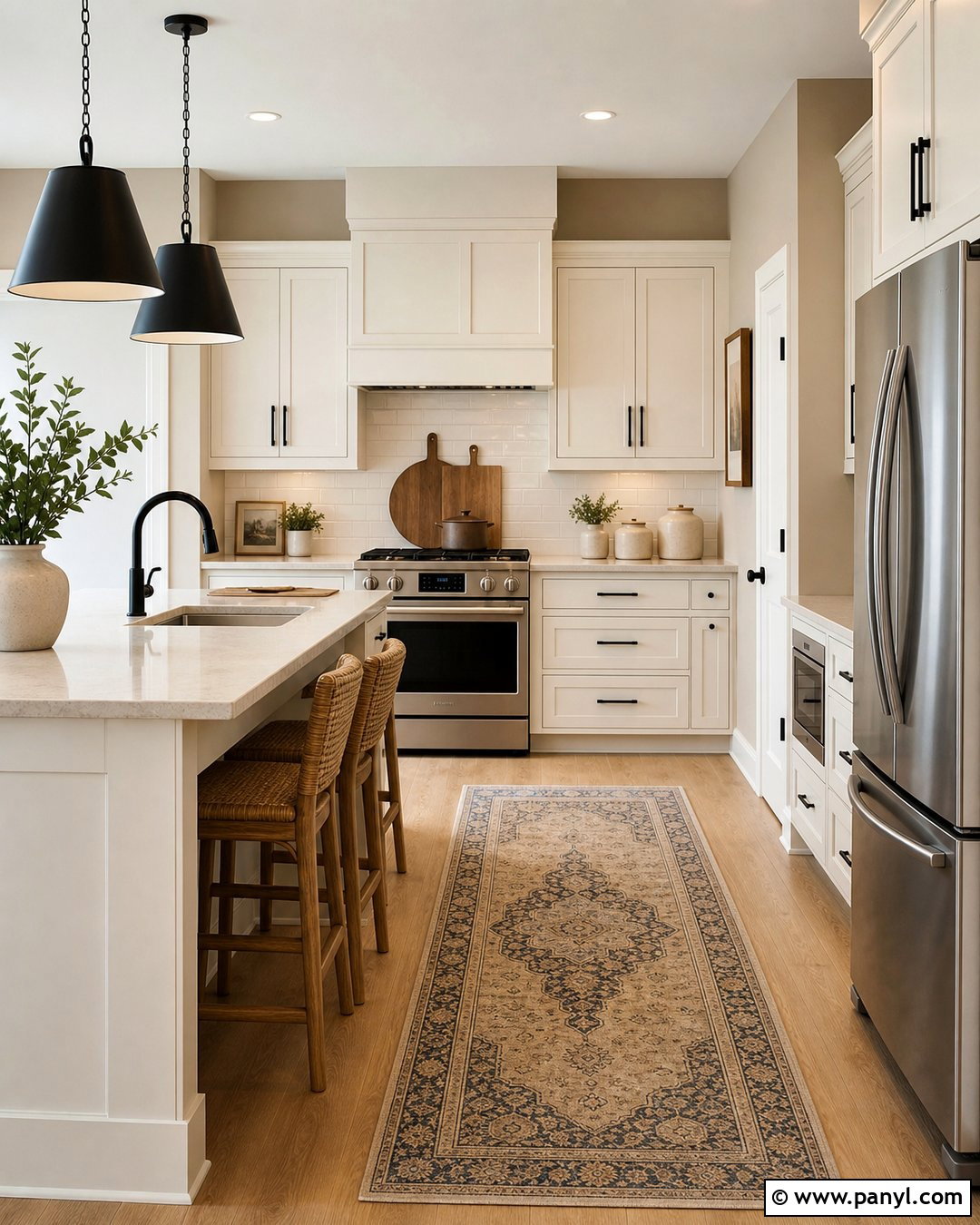 Accessible Beige Kitchen With White Cabinets - 35 Accessible Beige Walls