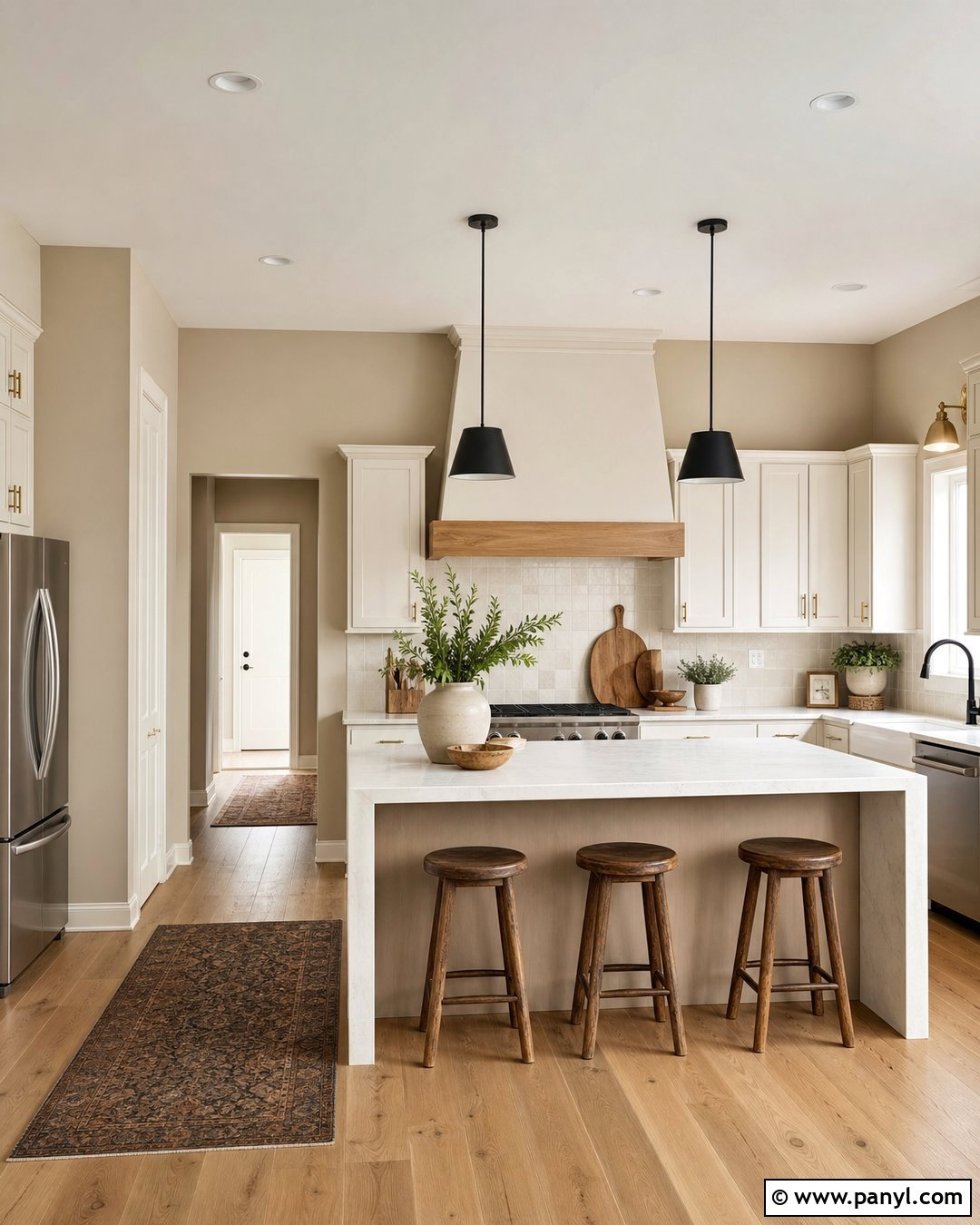 Accessible Beige Kitchen With White Cabinets - 30 Sherwin Williams Accessible Beige Walls