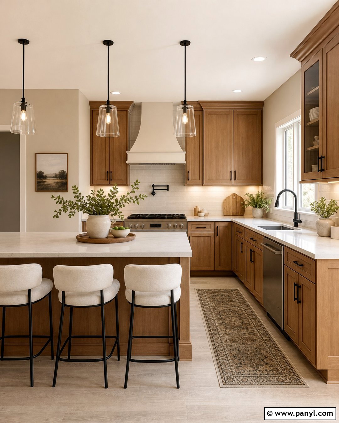 Accessible Beige Kitchen With Wood Cabinets - 35 Accessible Beige Walls