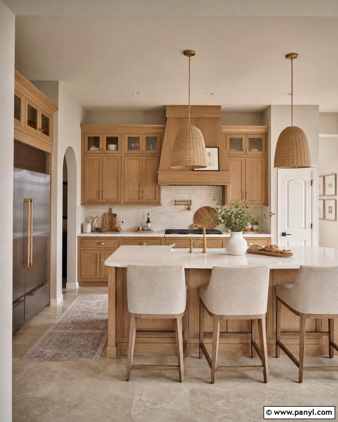 Accessible Beige Kitchen With Wood Cabinets - 30 Sherwin Williams Accessible Beige Walls