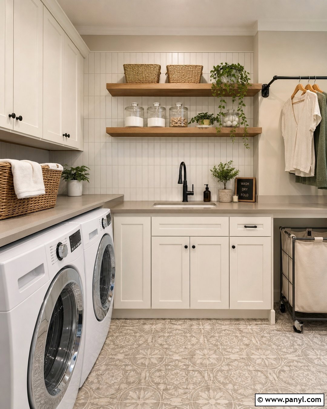 Accessible Beige Laundry Room With Alabaster Trim - 25 Accessible Beige Walls Alabaster Trim Ideas