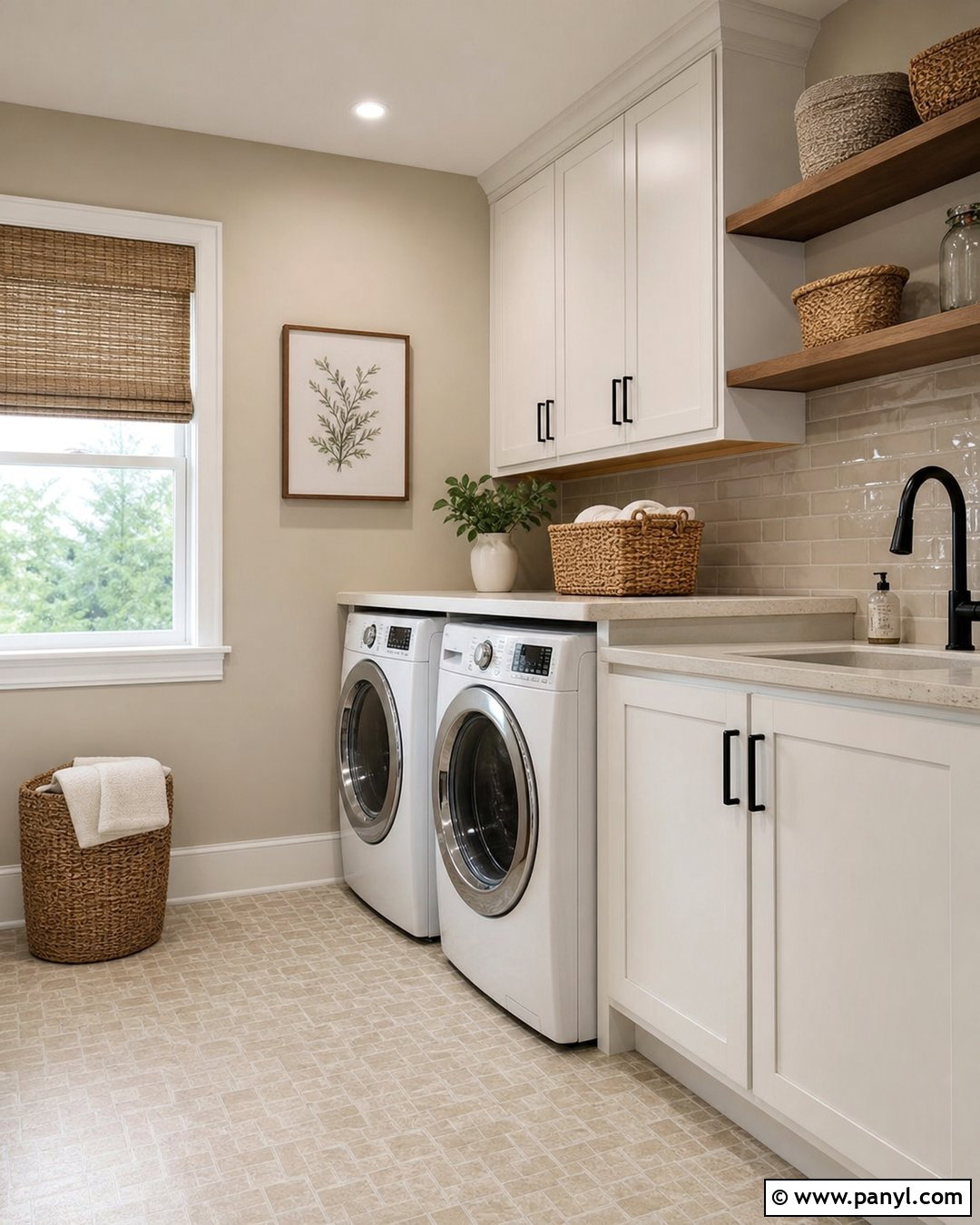 Accessible Beige Laundry Room With White Cabinets - 35 Accessible Beige Sherwin Williams Walls