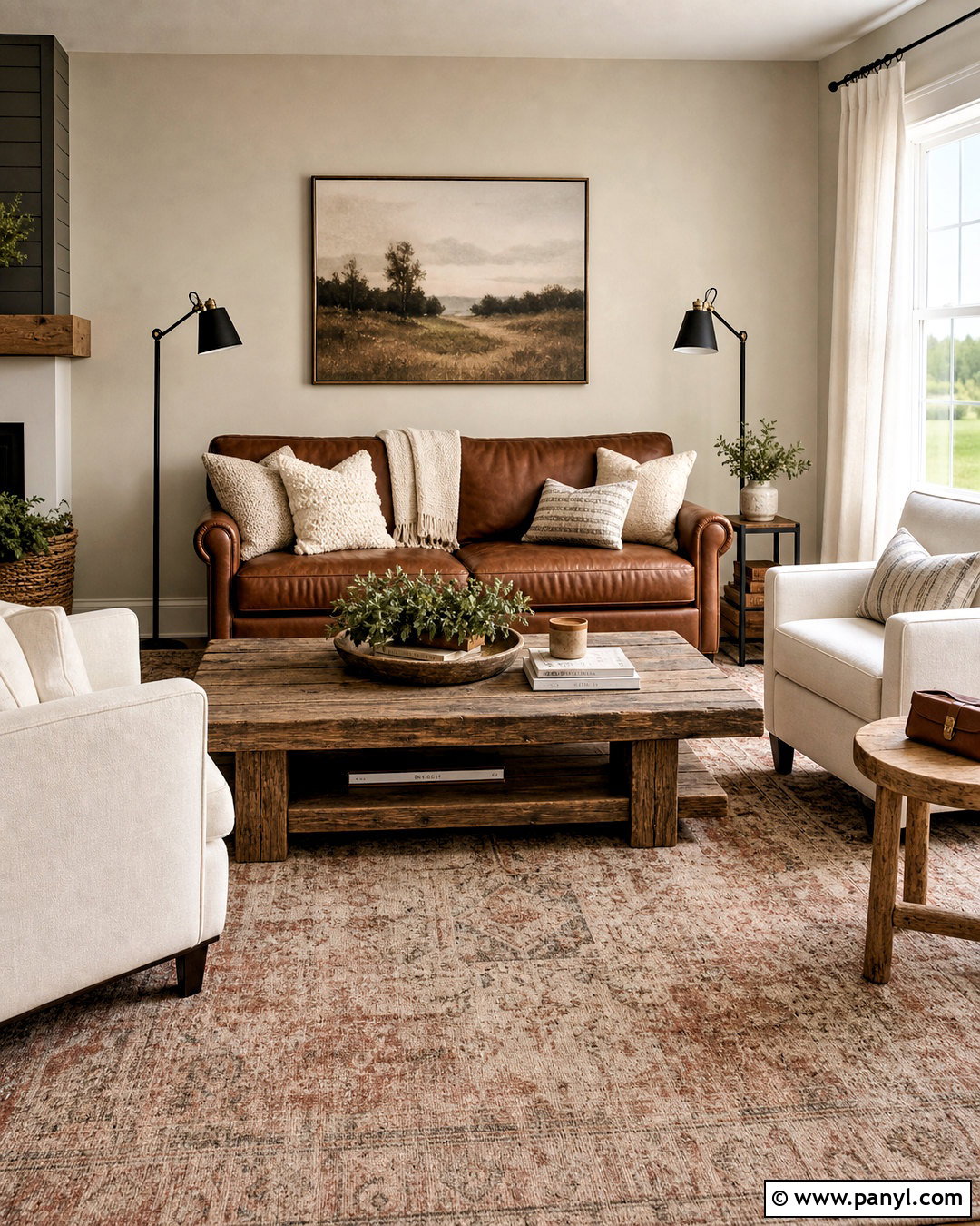 Accessible Beige Living Room With Brown Leather - 20 accessible beige living room ideas