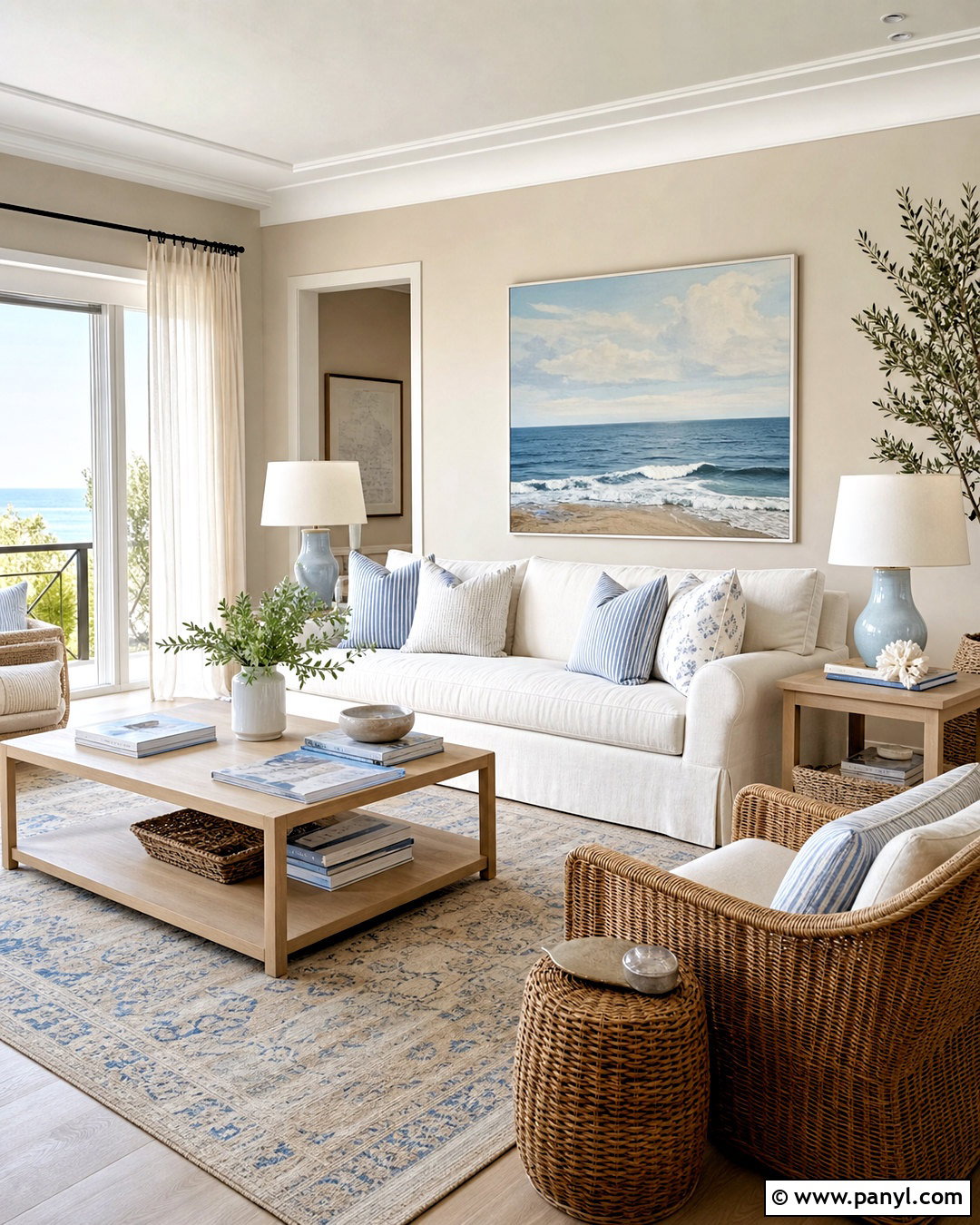 Accessible Beige Living Room With Coastal Decor - 20 accessible beige living room ideas