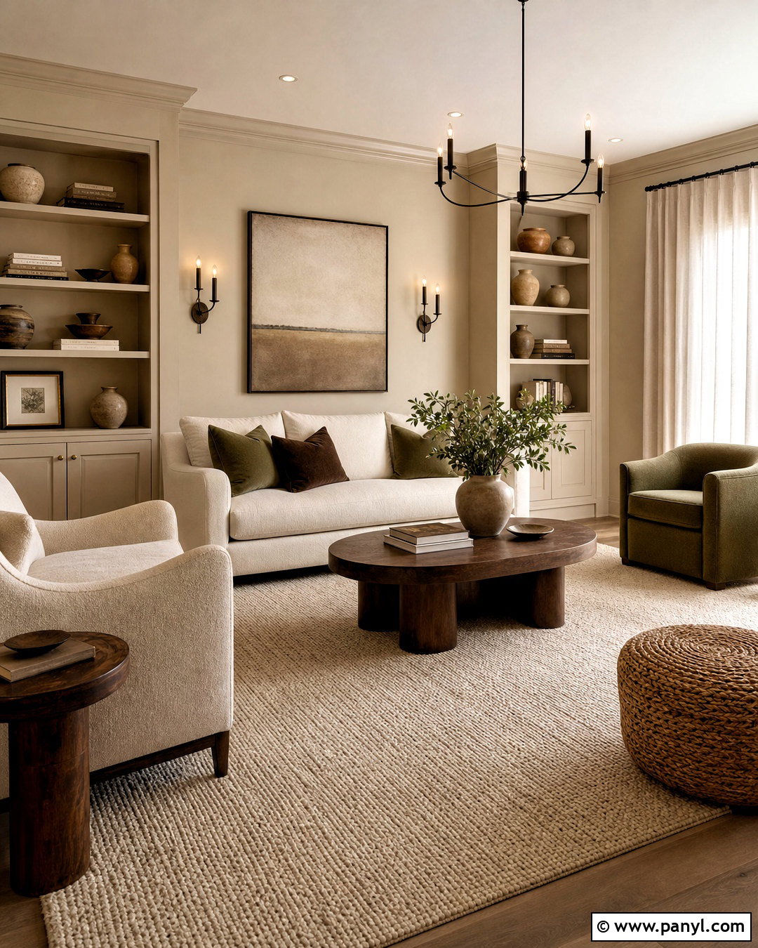 Accessible Beige Living Room With Color Drenching - 20 accessible beige living room ideas