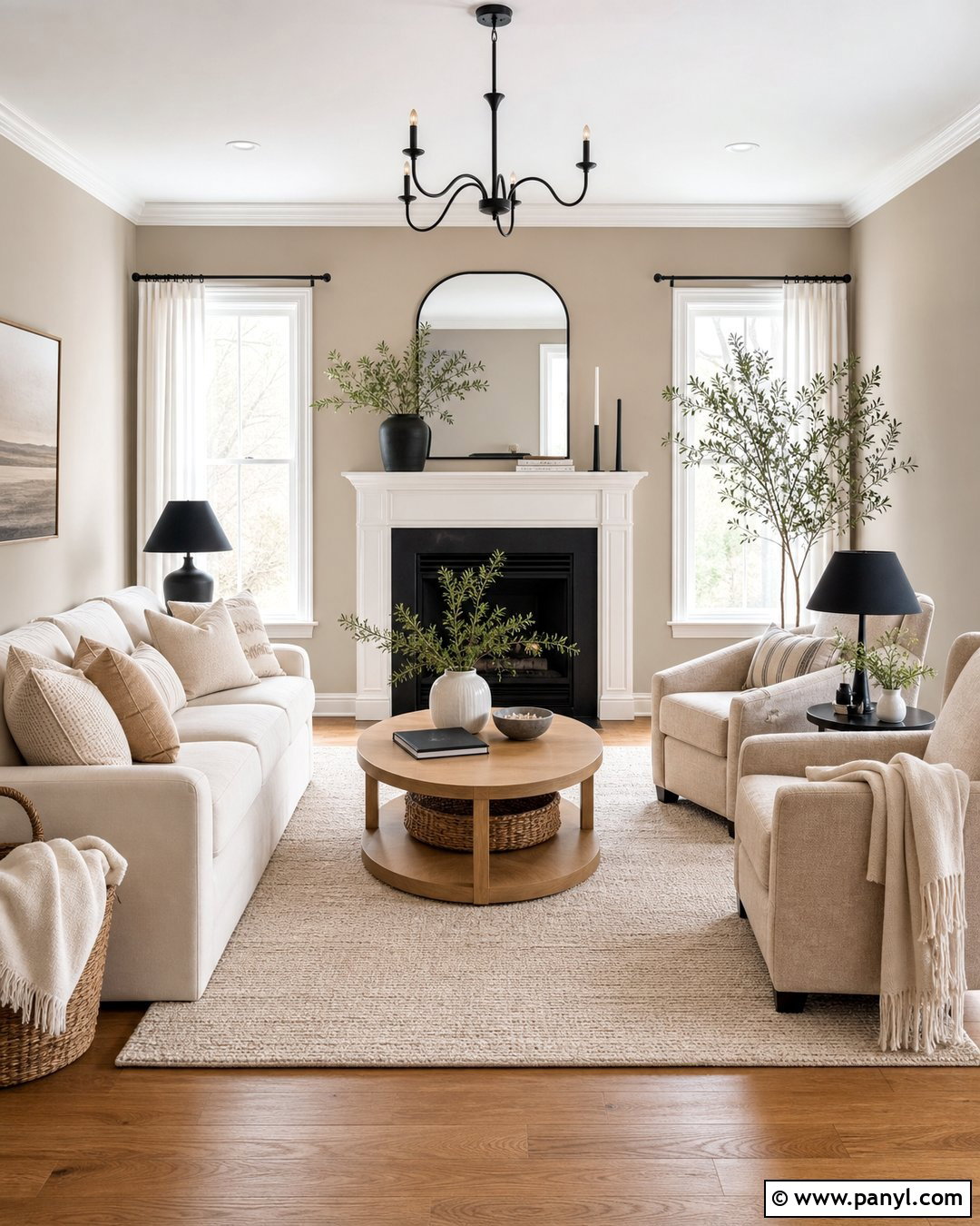 Accessible Beige Living Room With Cream Sofa - 35 Accessible Beige Walls