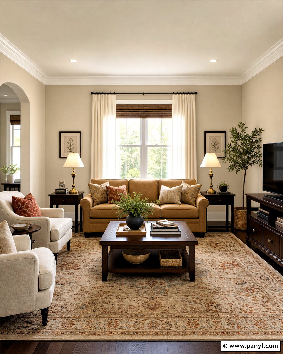Accessible Beige Living Room With Dark Wood - 20 accessible beige sherwin williams living room ideas