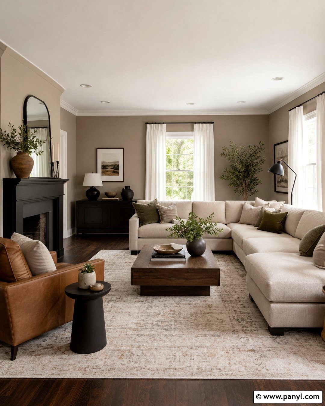 Accessible Beige Living Room With Dark Wood Floors - 35 Accessible Beige Sherwin Williams Walls