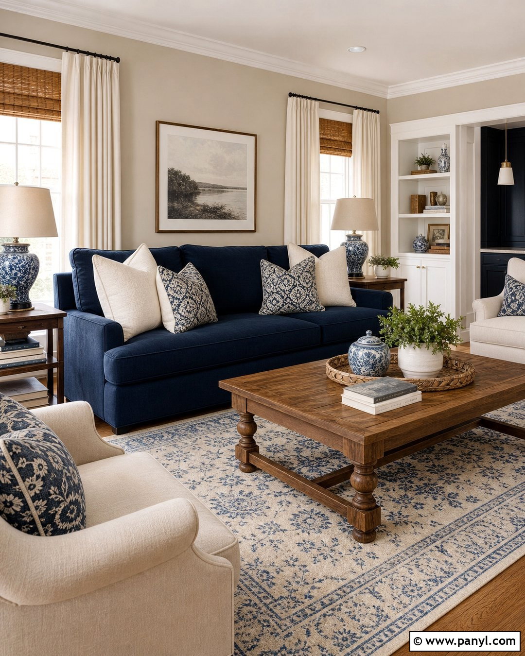 Accessible Beige Living Room With Navy Blue - 35 Accessible Beige Sherwin Williams Walls