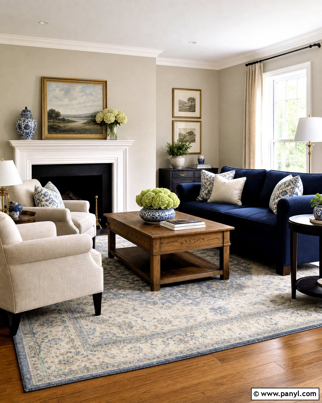 Accessible Beige Living Room With Navy Blue - 20 accessible beige sherwin williams living room ideas