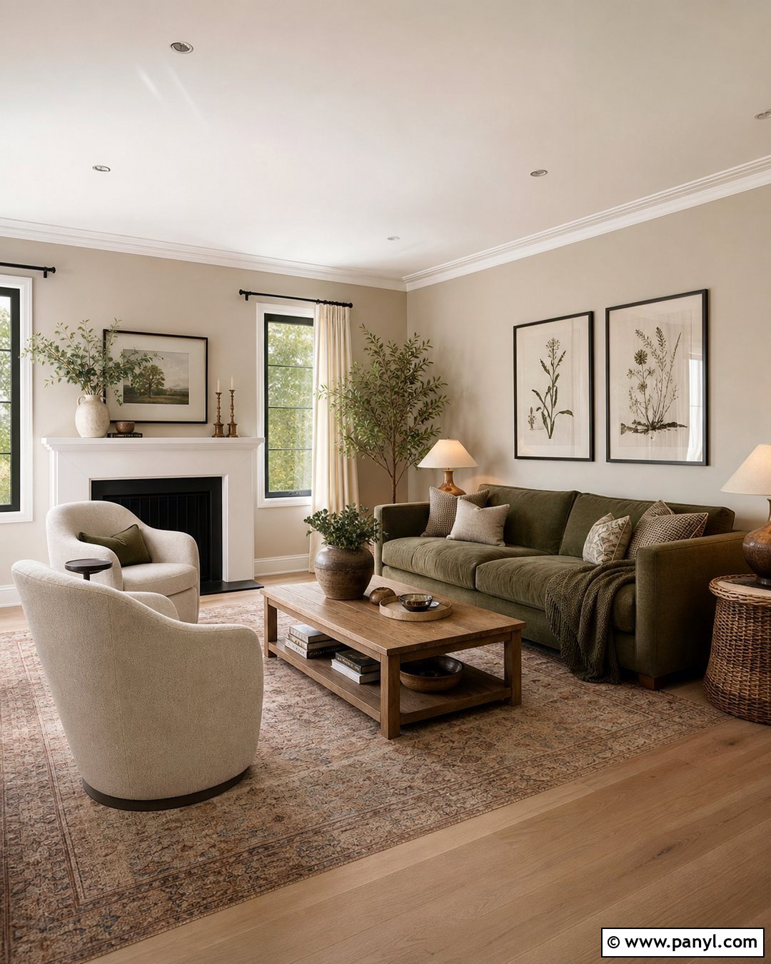 Accessible Beige Living Room With Olive Green - 30 Sherwin Williams Accessible Beige Walls