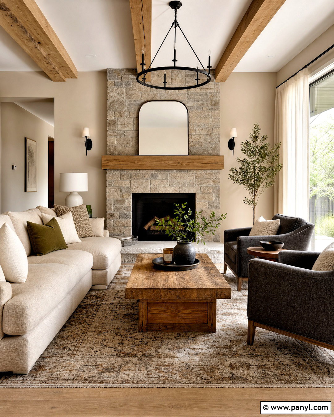 Accessible Beige Living Room With Stone Fireplace - 20 accessible beige sherwin williams living room ideas